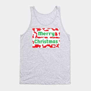 Merry Christmas Red and White Peppermint Candy Cane with Green Letters Tank Top